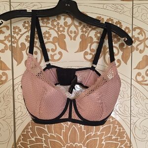 Victoria's Secret Mesh Lace Bra in Pink and Black
